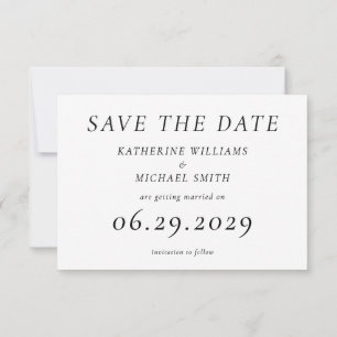 Zeitlose elegante weiße Hochzeit-Sparen Sie das Da Save The Date