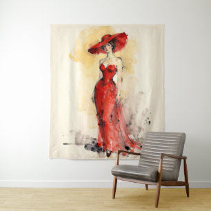 Zeitlose Eleganz – Abstrakte Frauenporträt-Kunst Wandteppich