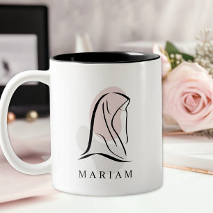 Zeitlose Eleganz Anpassbare Hijab-Linienkunst Zweifarbige Tasse