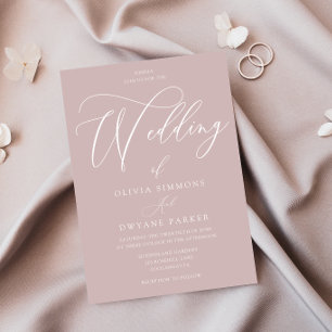 Zeitlose Eleganz: Dusty Pink Blush Moderne Hochzei Einladung