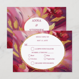 Zeitlose Eleganz: Fuchsienrosa Gold RSVP Karte