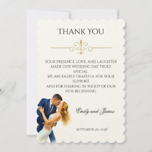 Zeitlose Eleganz Hochzeit Goldene Romantik Paar Dankeskarte