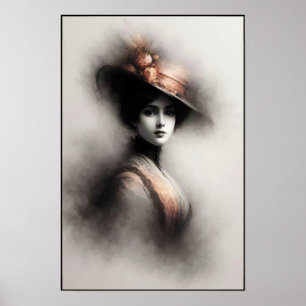 Zeitlose Eleganz in einem rauchigen Porträt Poster