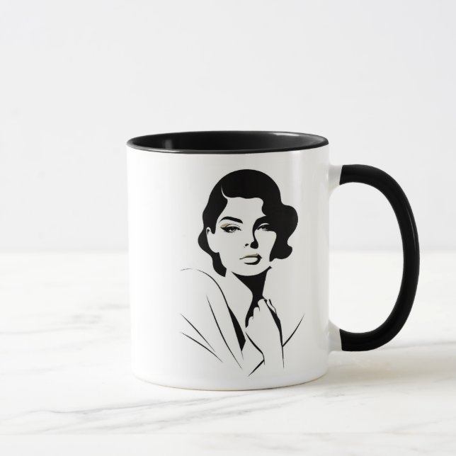 Zeitlose Eleganz in Schwarz-Weiß. Tasse (Rechts)