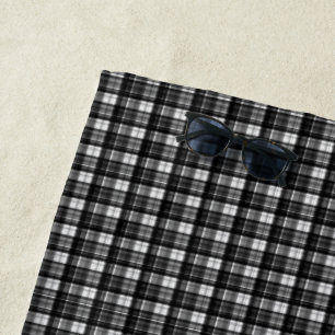 Zeitlose Eleganz: Klassischer Schwarz-Weiß-Tartan, Strandtuch