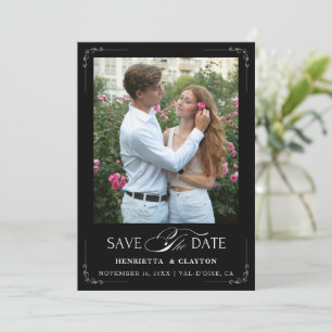 Zeitlose Eleganz Schwarz und Weiß Save The Date