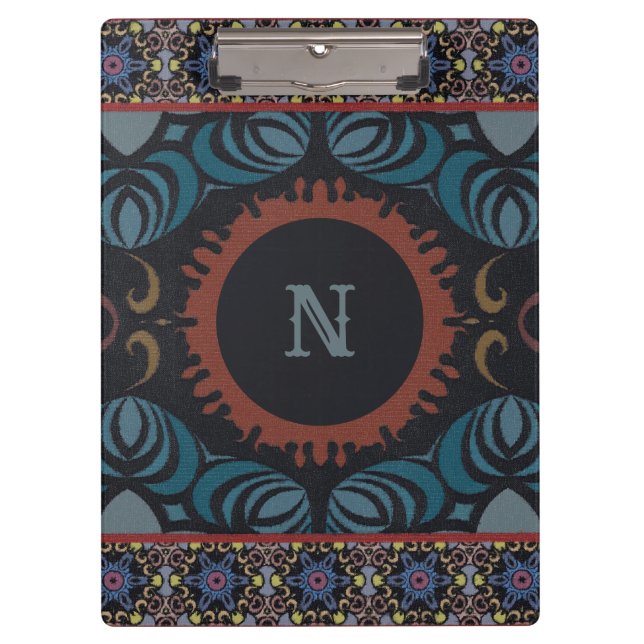 Zeitlose Eleganz Traditionelles Stoffmonogramm Klemmbrett (Vorderseite)
