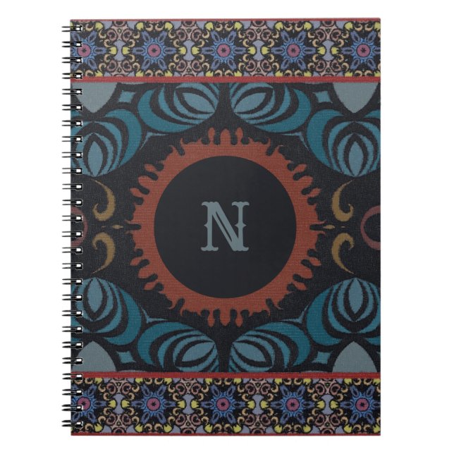 Zeitlose Eleganz Traditionelles Stoffmonogramm Notizblock (Vorderseite)