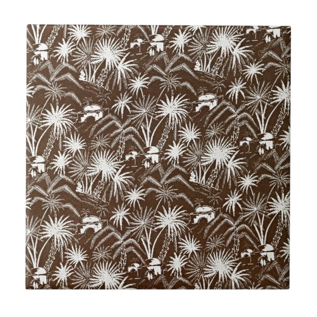 Zeitlose Eleganz - Vintage Palmen Fliese (Vorderseite)