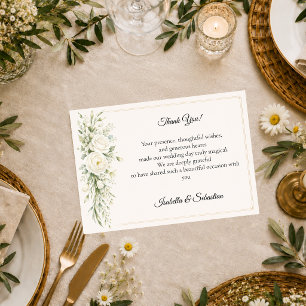 Zeitlose Elfenbeingefäß Blumen Eleganz Hochzeit Dankeskarte