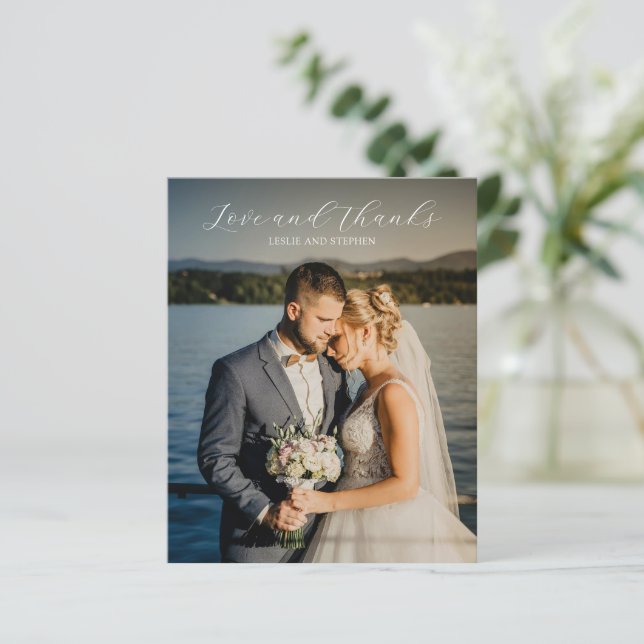 Zeitlose Foto Hochzeit Danke Karte (Stehend Vorderseite)