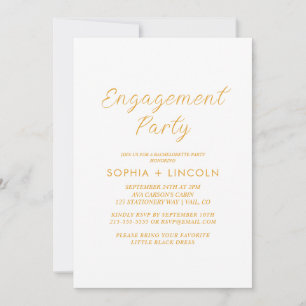Zeitlose Gold-Kalligrafie-Engagement Einladung