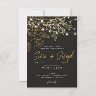 Zeitlose Gold- und Elfenbein-Hochzeitseinladung RSVP Karte