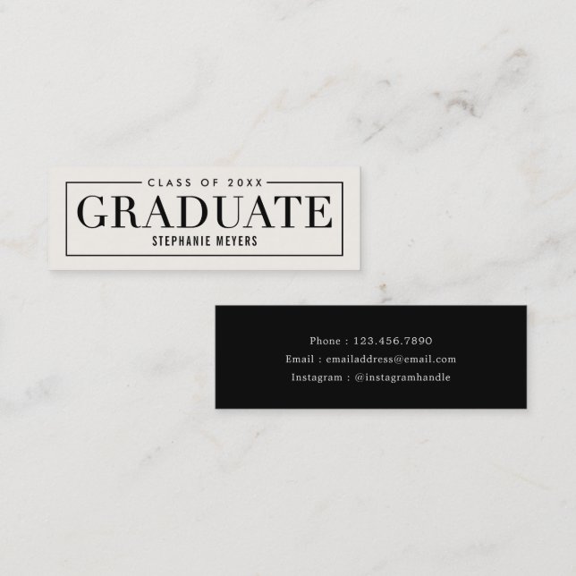 Zeitlose Grid-Editable Color Graduate Calling Card Mini Visitenkarte (Vorne/Hinten)