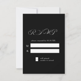 Zeitlose Kalligrafie Classic Black Wedding RSVP Karte
