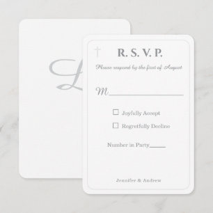 Zeitlose katholische monogrammierte Antwortkarte RSVP Karte
