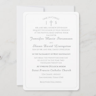 Zeitlose katholische monogrammierte Hochzeitseinla Einladung