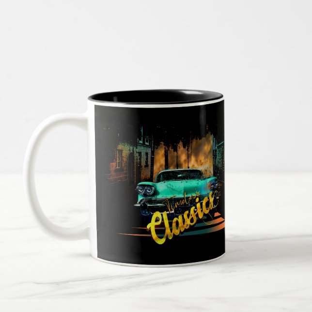 Zeitlose Klassiker Retro Car Zweifarbige Tasse (Links)