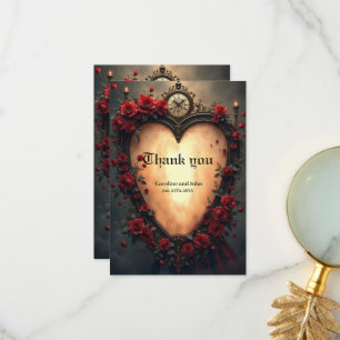 Zeitlose Liebe – Victorian Gothic Hochzeitskollekt Dankeskarte