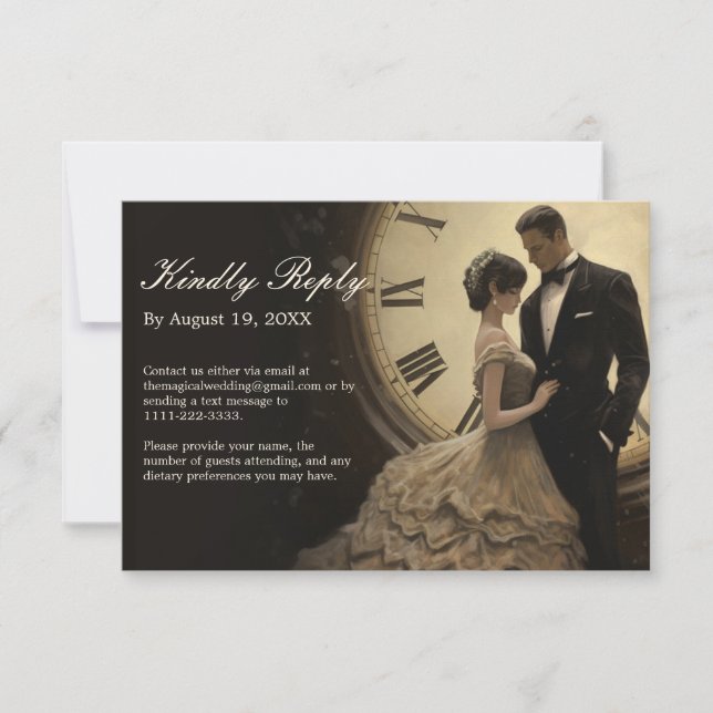 Zeitlose Liebe | Vintage Hochzeit RSVP Karte (Vorderseite)