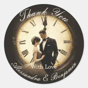 Zeitlose Liebe Vintage Hochzeit Thema Vielen Dank Runder Aufkleber
