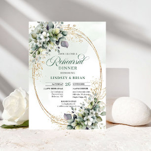 Zeitlose Liebesprobe-Dinner Boho Eukalyptus Gold Einladung