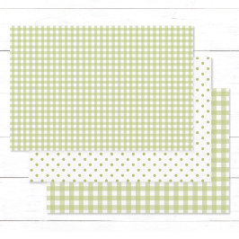 Zeitlose Light Green Gingham Karo Polka Dots Geschenkpapier Set