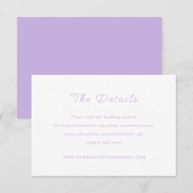 Zeitlose Lilac Classic Hochzeit Begleitkarte (Vorne/Hinten)