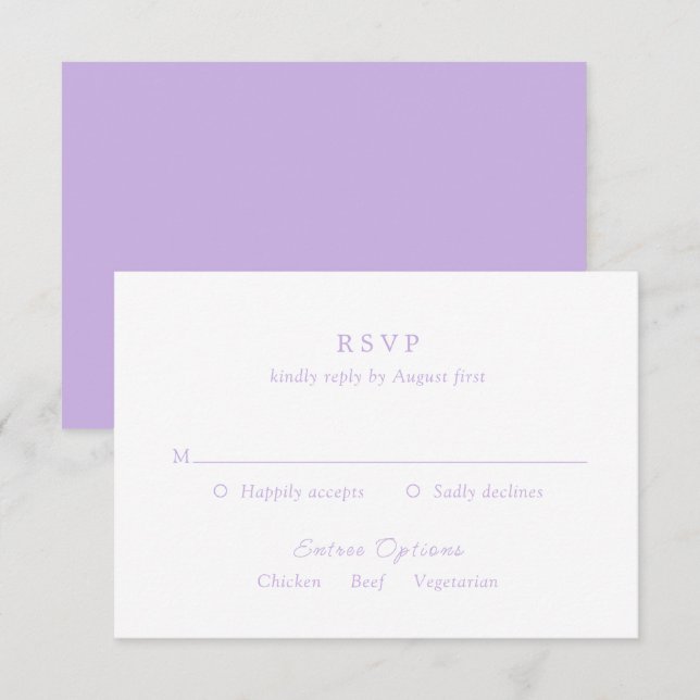Zeitlose Lilac Classic Hochzeit RSVP Karte (Vorne/Hinten)