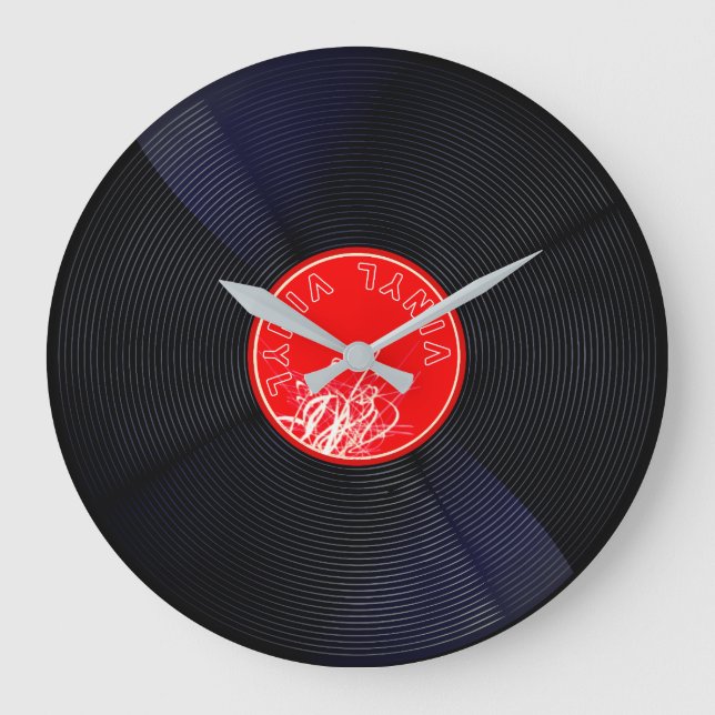 Zeitlose Melodien: Vinyl Record Large Clock Große Wanduhr (Vorderseite)