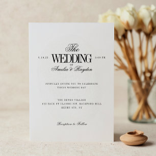 Zeitlose Minimalistische Schwarz-weiße Hochzeit Einladung