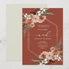 Zeitlose moderne Drehung Terracotta Frame Wedding Einladung