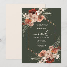 Zeitlose moderne Drehung Terracotta Frame Wedding Einladung