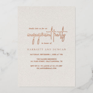 Zeitlose neutrale Beige Elegante Engagement Party Folieneinladung