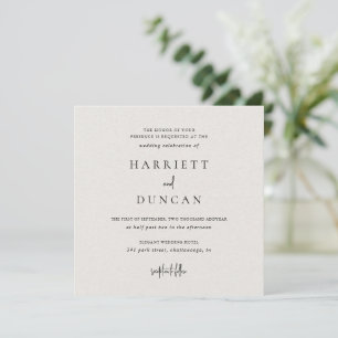 Zeitlose neutrale Beige Elegante Hochzeit Einladung