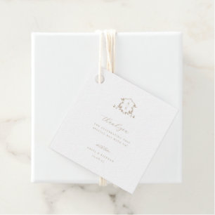 Zeitlose Reben Beige Wappen Hochzeit Monogramm Geschenkanhänger