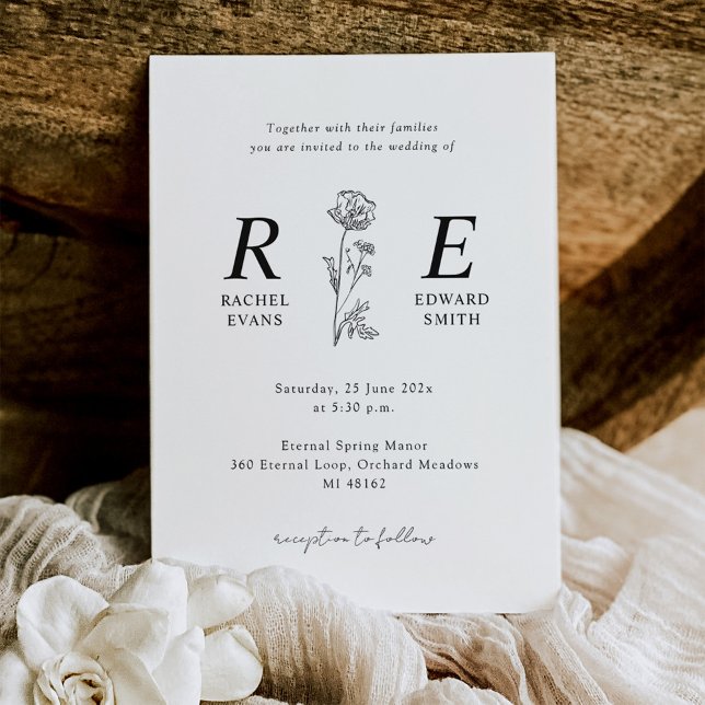 Zeitlose Romance Monogram Wedding Einladung (Von Creator hochgeladen)