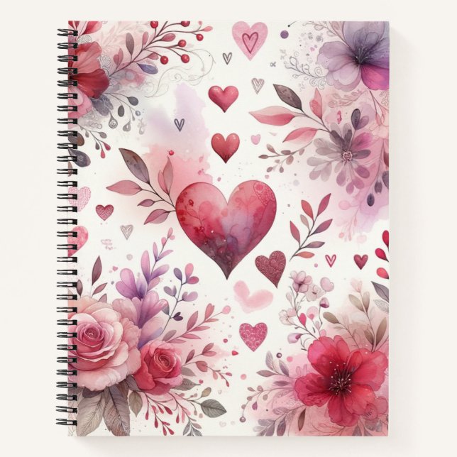Zeitlose Romantik: Ein klassisches Valentinstag-Pa Notizbuch (Vorderseite)