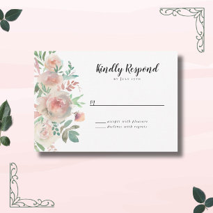 Zeitlose romantische Blumenkranz-Hochzeit RSVP Karte