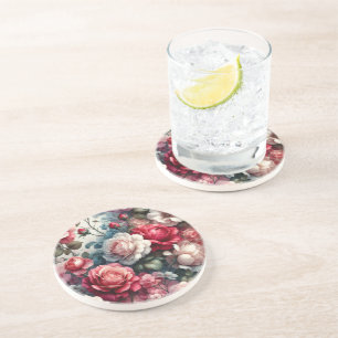 Zeitlose Rose Floral Charm Getränkeuntersetzer