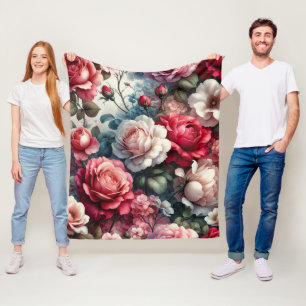 Zeitlose Rose Floraler Charme Fleecedecke