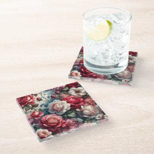 Zeitlose Rose Floraler Charme Glasuntersetzer