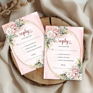 Zeitlose Rose Gold Grüne Hochzeits-RSVP-Karte RSVP Karte