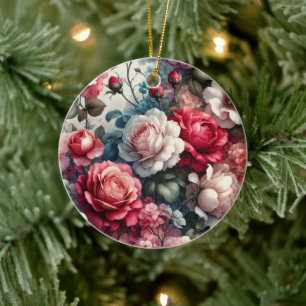 Zeitlose Rose Keramik Ornament