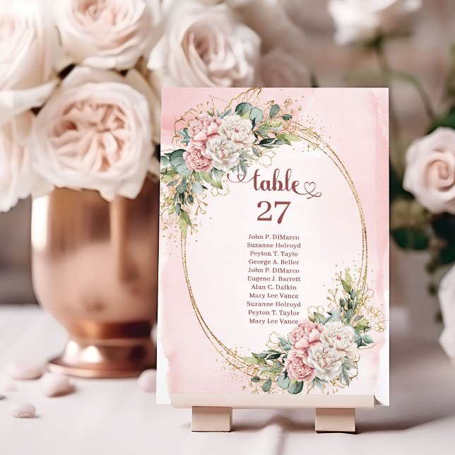 Zeitlose Roségold-Blumen-Tischnummer Tischnummer (Timeless Rose Gold Floral Eucalyptus Table Number)