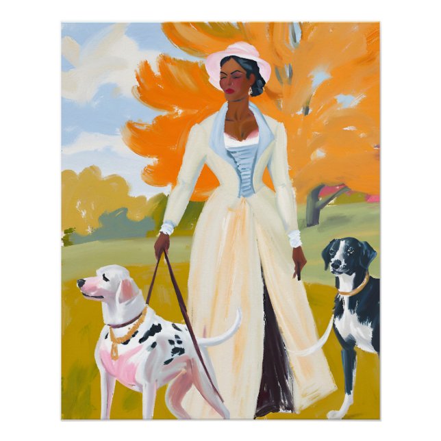 Zeitlose Schönheit: Afro-Frau und Dalmatiner im He Poster (Vorderseite)