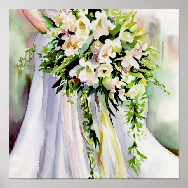 Zeitlose Schönheit, Bridal Cascading Bouquet 1, Poster (Vorne)