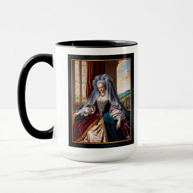 Zeitlose Schönheit einer majestätischen Dame mit S Tasse (Links)