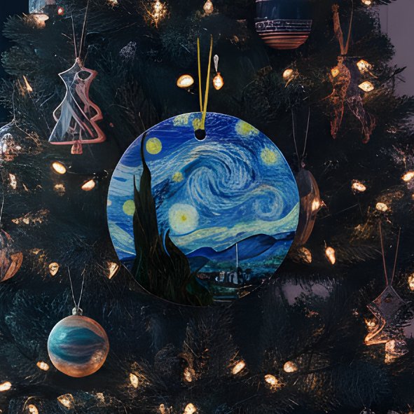 Zeitlose Schönheit - Vincent Van Gogh's Starry Nig Keramik Ornament (Von Creator hochgeladen)