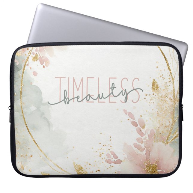 Zeitlose Schönheit - Zalara Luxe Tan & Gold Marmor Laptopschutzhülle (Vorderseite)